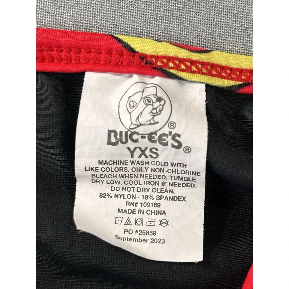 Buc-ee's Girls YXS Red Two-Piece Swimsuit All Over‎ Logo Beaver Print
